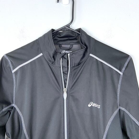Asics Running Jacket Full Zip Black Water Repellant Activewear Women Size Small - Picture 2 of 9